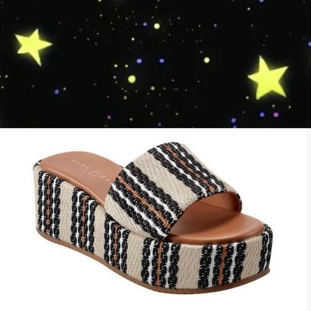 Marc Fisher LTD Daylin Platform Sandal ✨ Light Multi Stripe Size 8.5